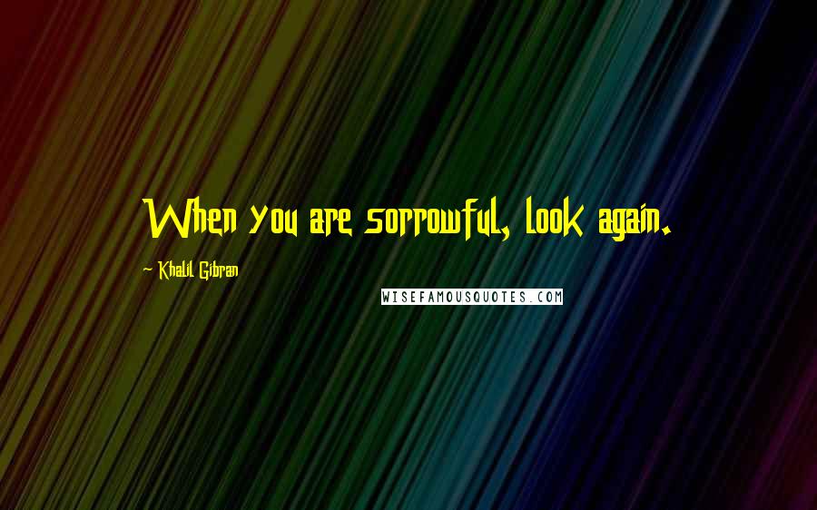Khalil Gibran Quotes: When you are sorrowful, look again.