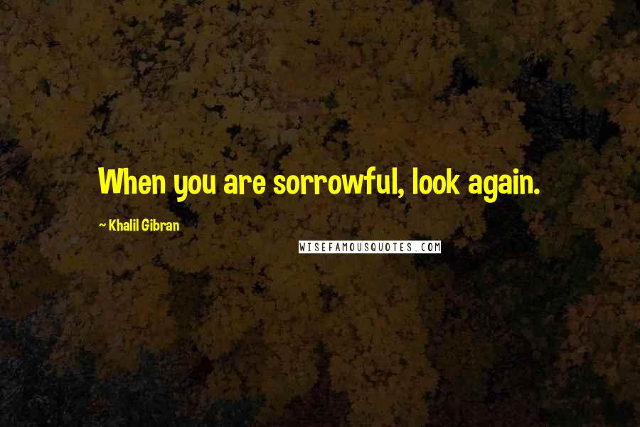 Khalil Gibran Quotes: When you are sorrowful, look again.