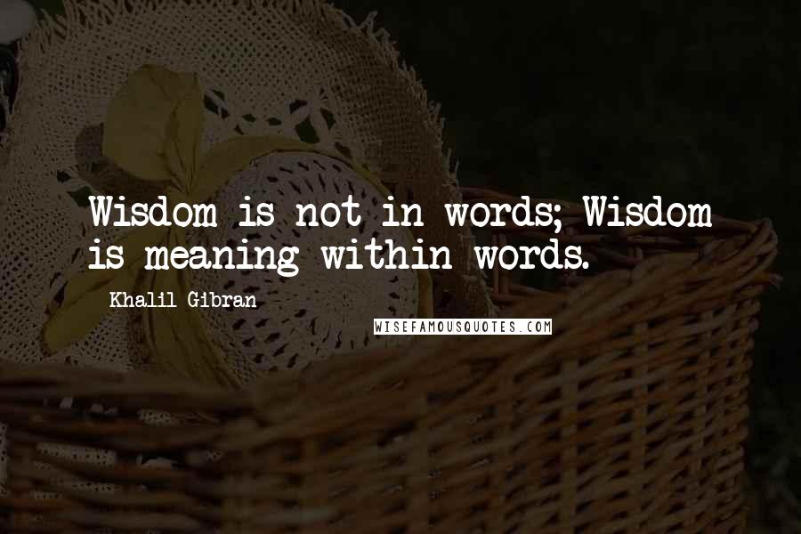 Khalil Gibran Quotes: Wisdom is not in words; Wisdom is meaning within words.