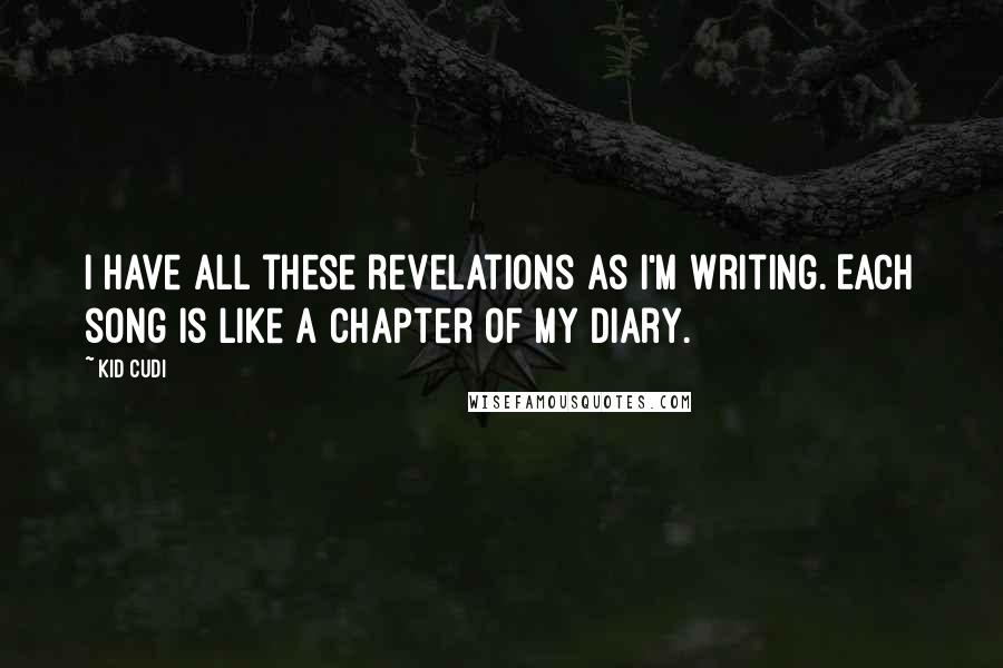 Kid Cudi Quotes: I have all these revelations as I'm writing. Each song is like a chapter of my diary.