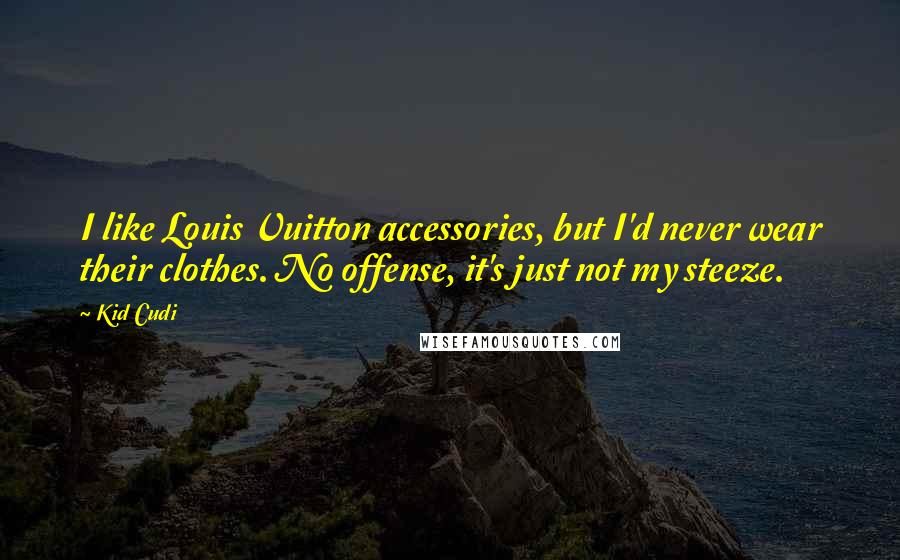 Kid Cudi Quotes: I like Louis Vuitton accessories, but I'd never wear their clothes. No offense, it's just not my steeze.