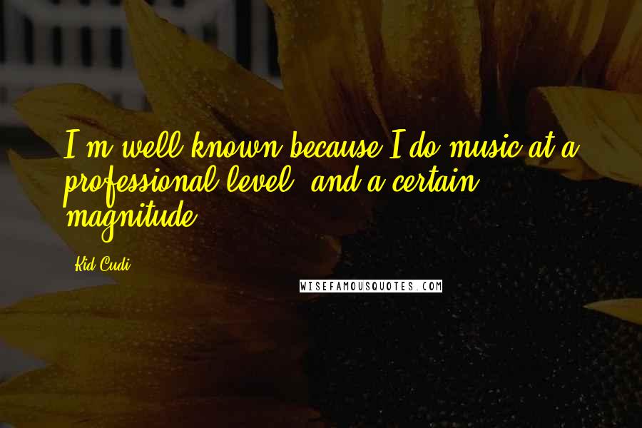 Kid Cudi Quotes: I'm well known because I do music at a professional level, and a certain magnitude.