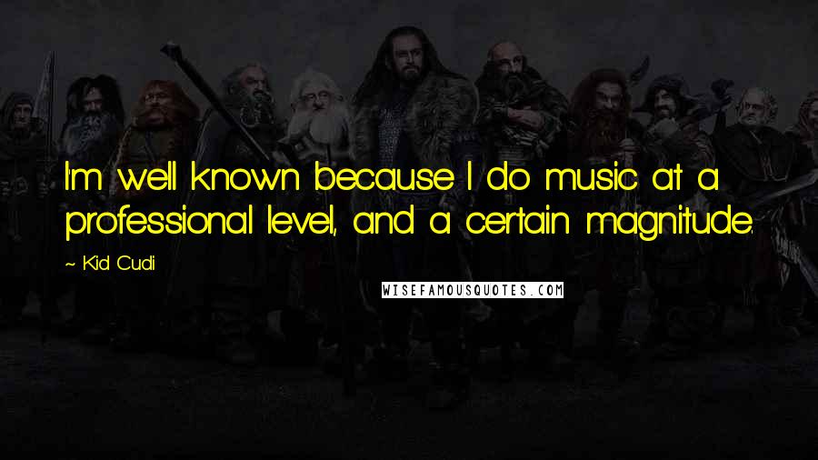 Kid Cudi Quotes: I'm well known because I do music at a professional level, and a certain magnitude.