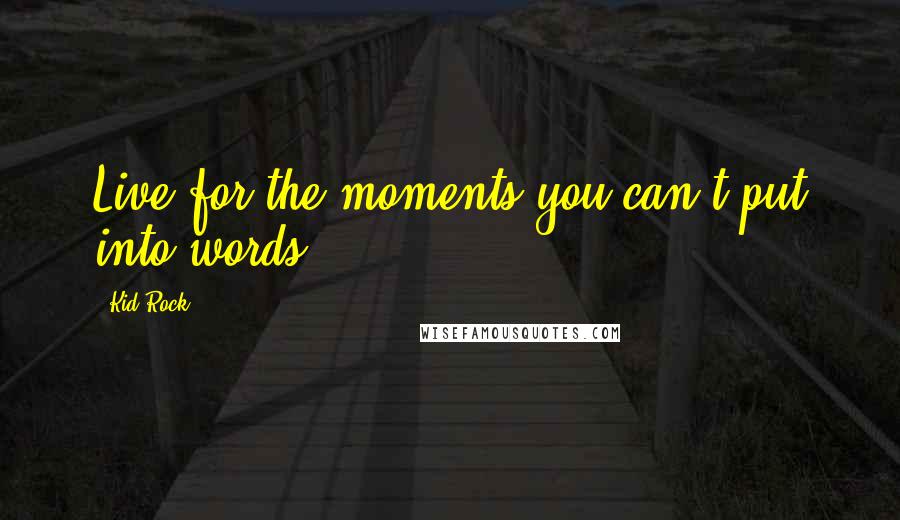 Kid Rock Quotes: Live for the moments you can't put into words