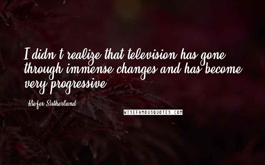 Kiefer Sutherland Quotes: I didn't realize that television has gone through immense changes and has become very progressive.