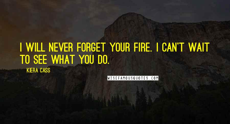 Kiera Cass Quotes: I will never forget your fire. I can't wait to see what you do.