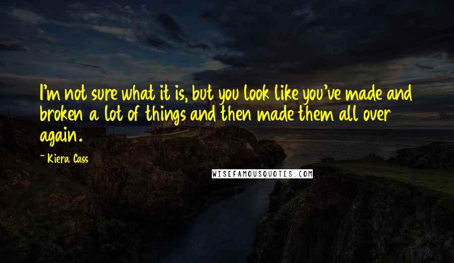 Kiera Cass Quotes: I'm not sure what it is, but you look like you've made and broken a lot of things and then made them all over again.