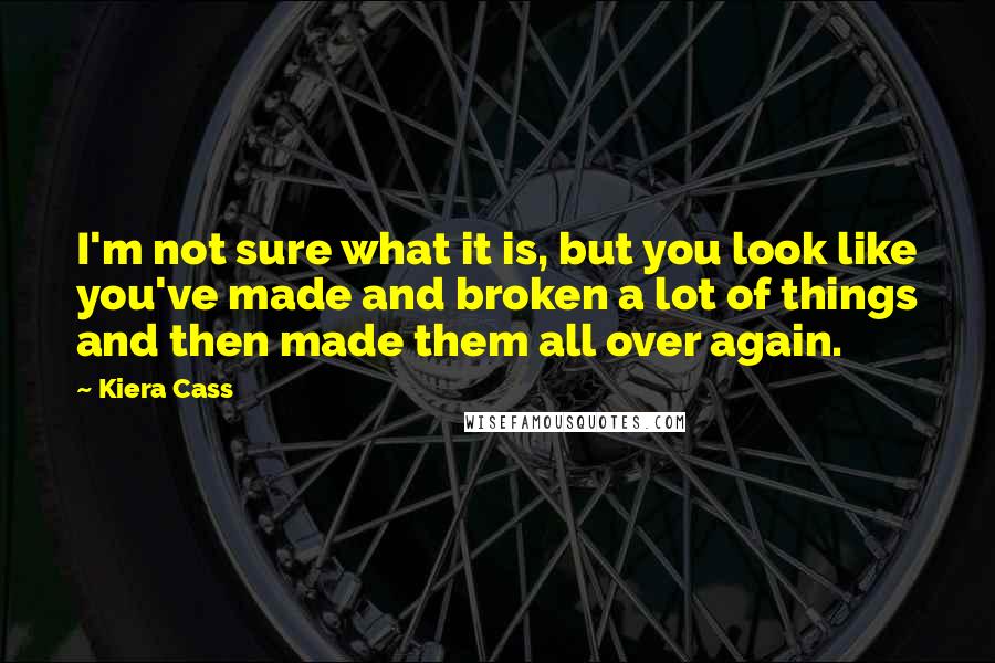 Kiera Cass Quotes: I'm not sure what it is, but you look like you've made and broken a lot of things and then made them all over again.