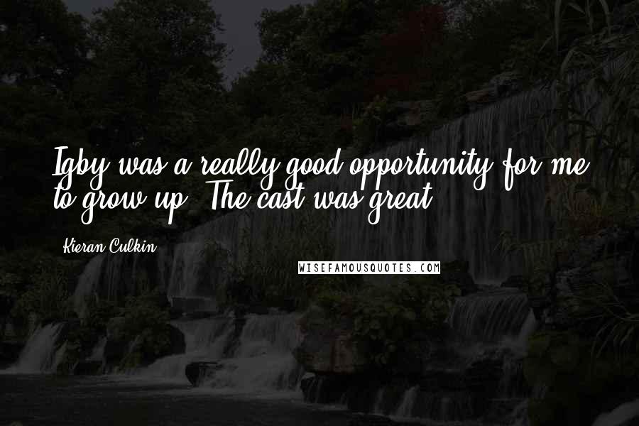 Kieran Culkin Quotes: Igby was a really good opportunity for me to grow up. The cast was great.