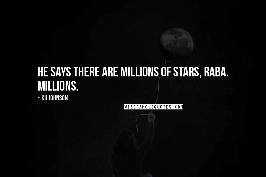 Kij Johnson Quotes: He says there are millions of stars, Raba. Millions.