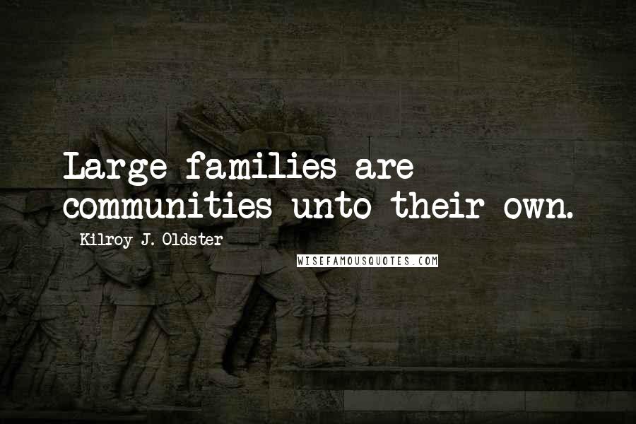 Kilroy J. Oldster Quotes: Large families are communities unto their own.