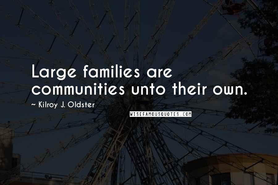 Kilroy J. Oldster Quotes: Large families are communities unto their own.