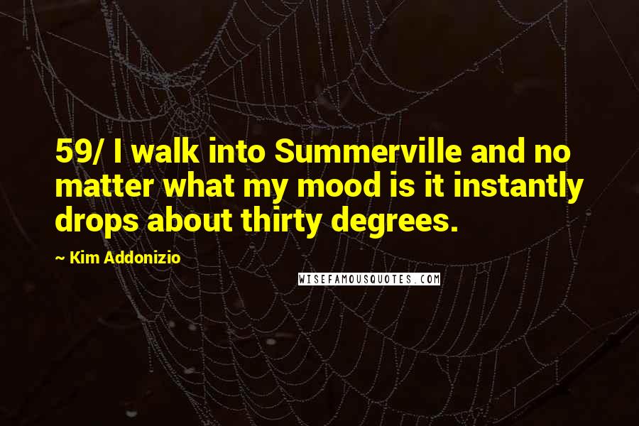 Kim Addonizio Quotes: 59/ I walk into Summerville and no matter what my mood is it instantly drops about thirty degrees.