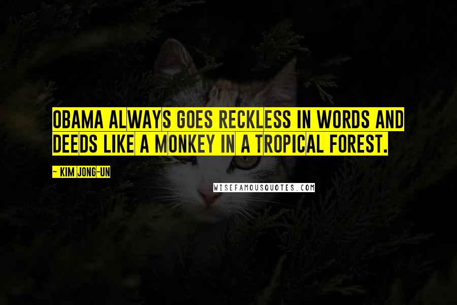 Kim Jong-un Quotes: Obama always goes reckless in words and deeds like a monkey in a tropical forest.