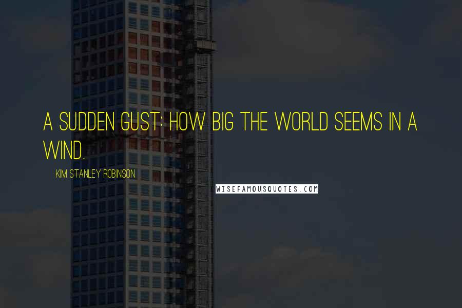 Kim Stanley Robinson Quotes: A sudden gust: How big the world seems in a wind.