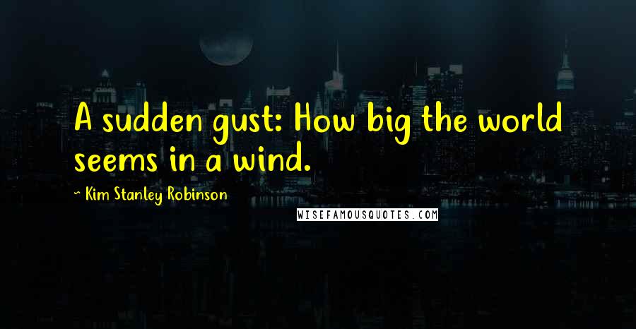 Kim Stanley Robinson Quotes: A sudden gust: How big the world seems in a wind.