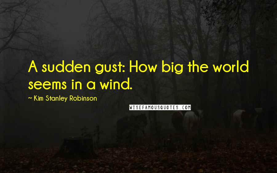 Kim Stanley Robinson Quotes: A sudden gust: How big the world seems in a wind.