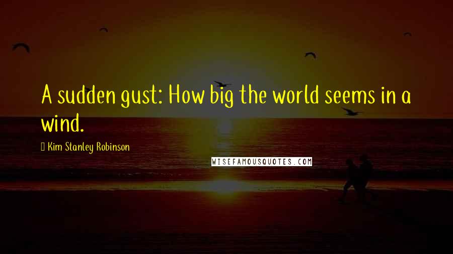 Kim Stanley Robinson Quotes: A sudden gust: How big the world seems in a wind.