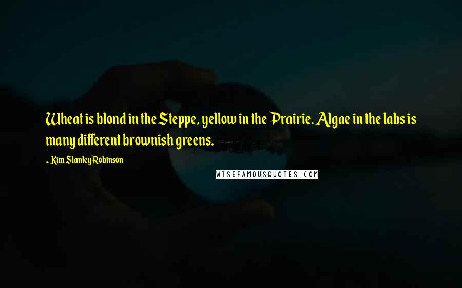 Kim Stanley Robinson Quotes: Wheat is blond in the Steppe, yellow in the Prairie. Algae in the labs is many different brownish greens.