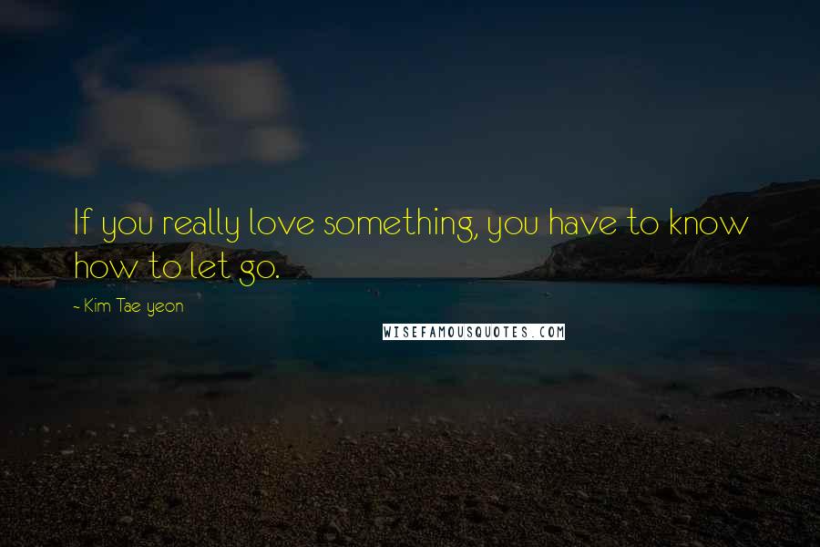 Kim Tae-yeon Quotes: If you really love something, you have to know how to let go.