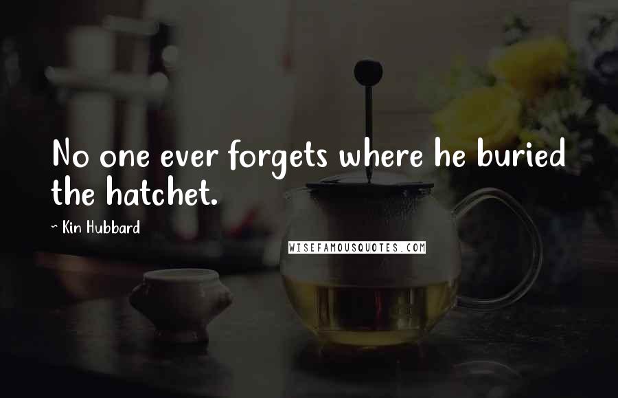 Kin Hubbard Quotes: No one ever forgets where he buried the hatchet.