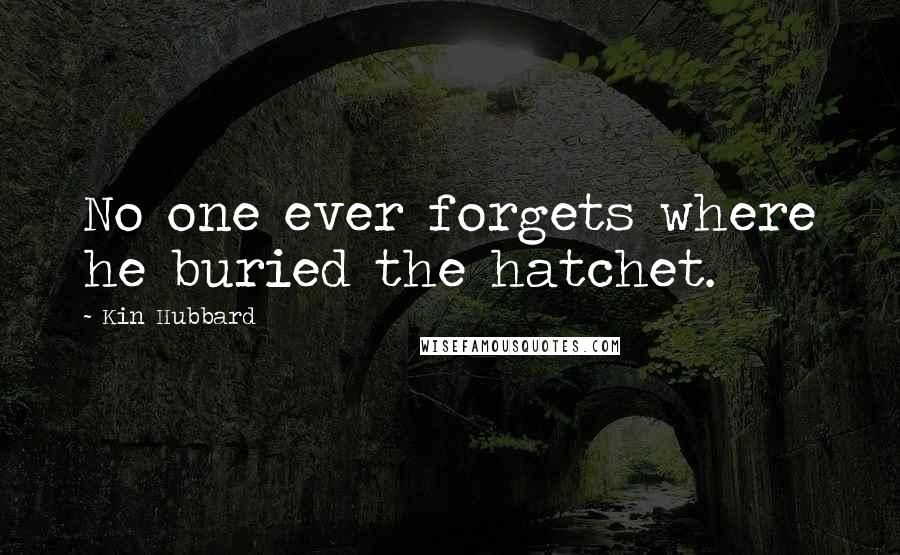 Kin Hubbard Quotes: No one ever forgets where he buried the hatchet.