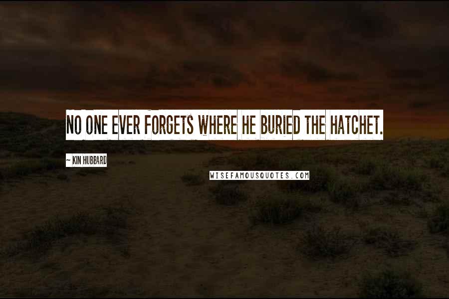 Kin Hubbard Quotes: No one ever forgets where he buried the hatchet.