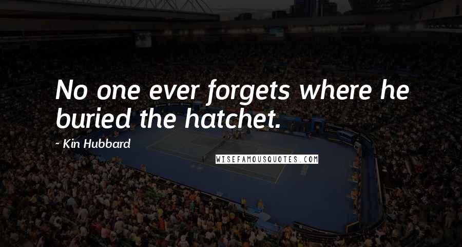 Kin Hubbard Quotes: No one ever forgets where he buried the hatchet.
