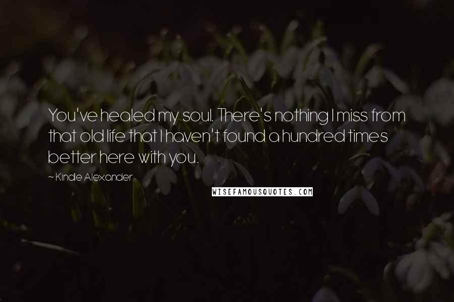 Kindle Alexander Quotes: You've healed my soul. There's nothing I miss from that old life that I haven't found a hundred times better here with you.