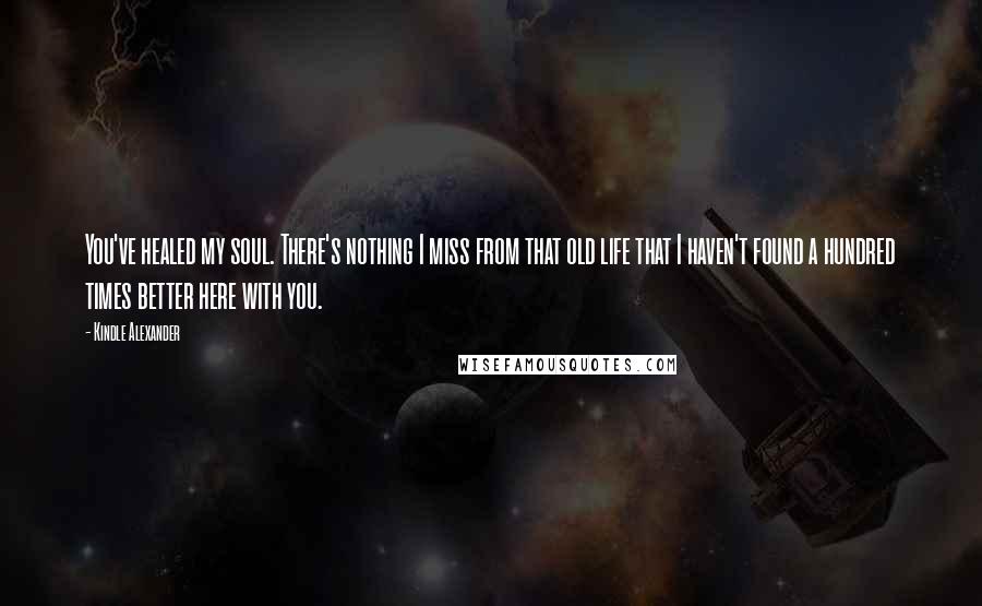 Kindle Alexander Quotes: You've healed my soul. There's nothing I miss from that old life that I haven't found a hundred times better here with you.