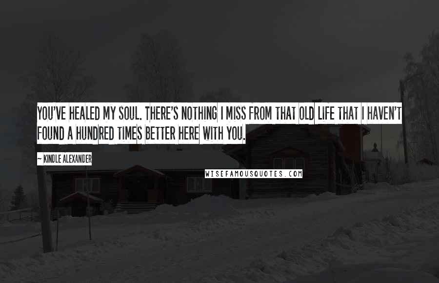 Kindle Alexander Quotes: You've healed my soul. There's nothing I miss from that old life that I haven't found a hundred times better here with you.