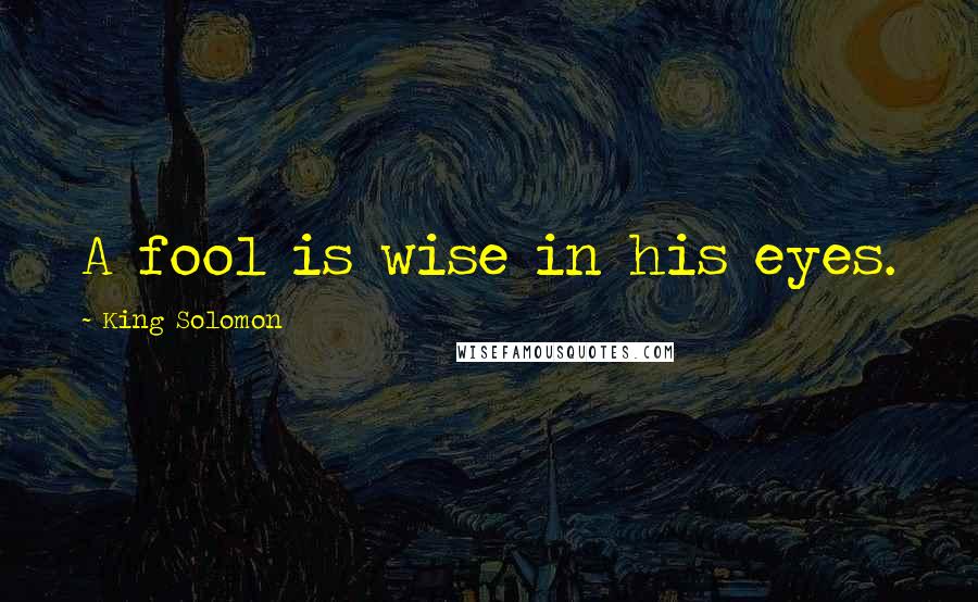 King Solomon Quotes: A fool is wise in his eyes.