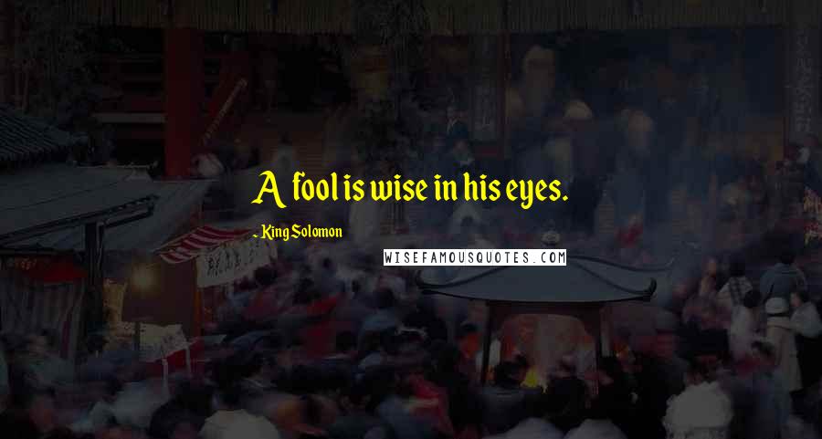 King Solomon Quotes: A fool is wise in his eyes.