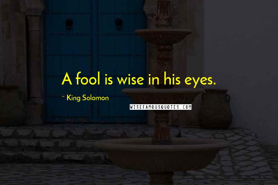 King Solomon Quotes: A fool is wise in his eyes.