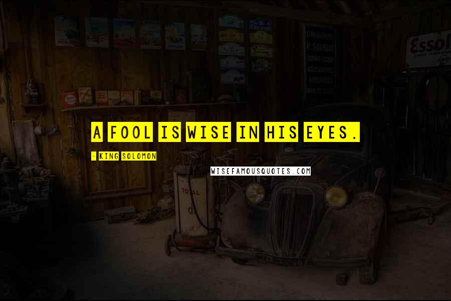 King Solomon Quotes: A fool is wise in his eyes.