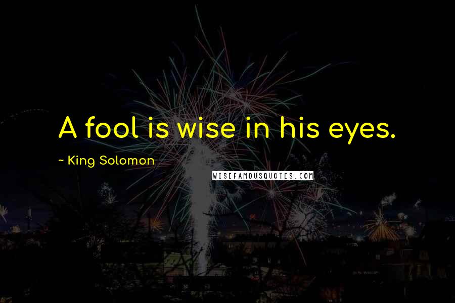 King Solomon Quotes: A fool is wise in his eyes.