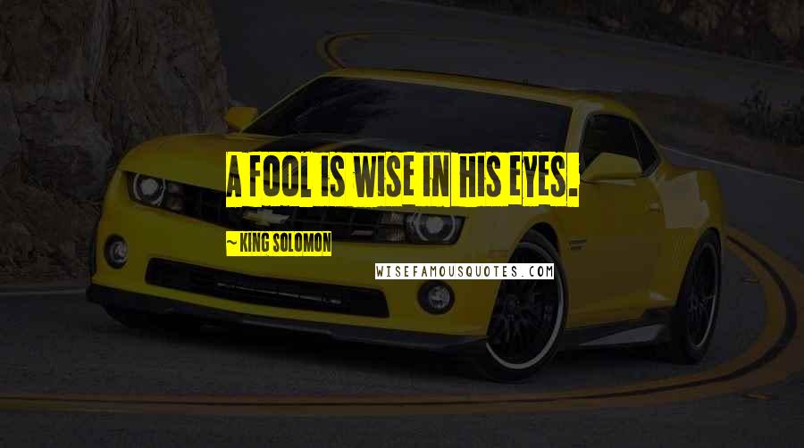 King Solomon Quotes: A fool is wise in his eyes.