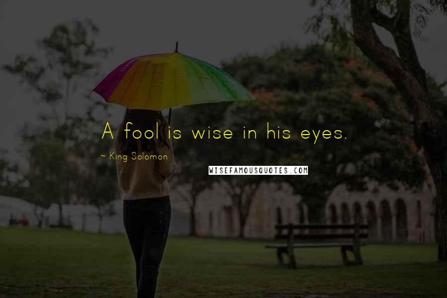King Solomon Quotes: A fool is wise in his eyes.