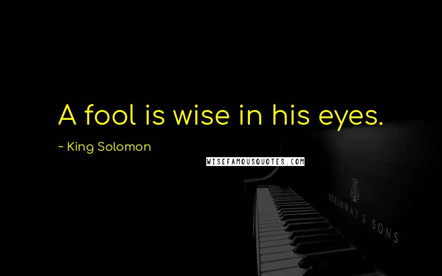 King Solomon Quotes: A fool is wise in his eyes.