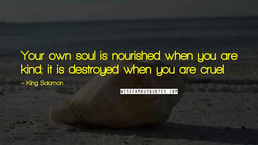 King Solomon Quotes: Your own soul is nourished when you are kind; it is destroyed when you are cruel.