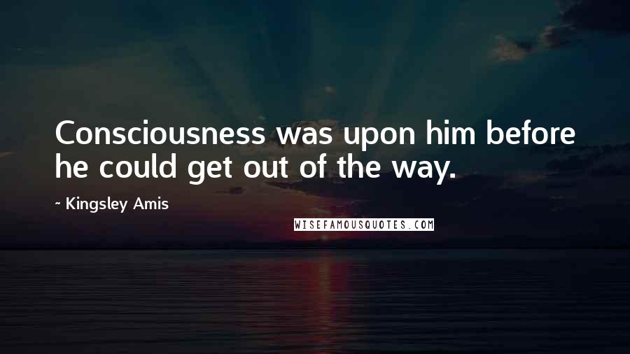 Kingsley Amis Quotes: Consciousness was upon him before he could get out of the way.