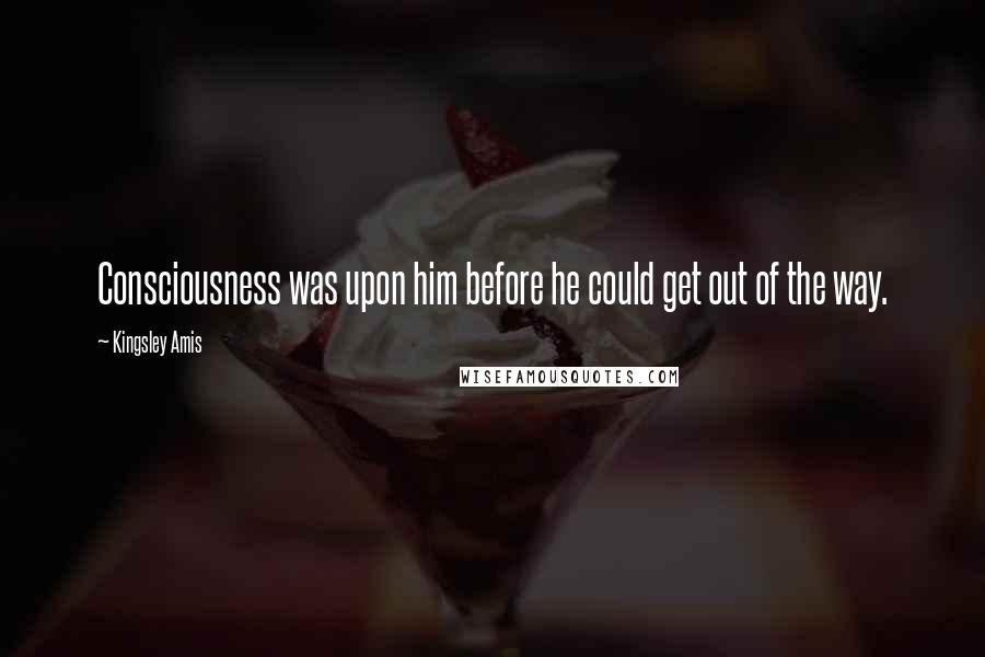 Kingsley Amis Quotes: Consciousness was upon him before he could get out of the way.