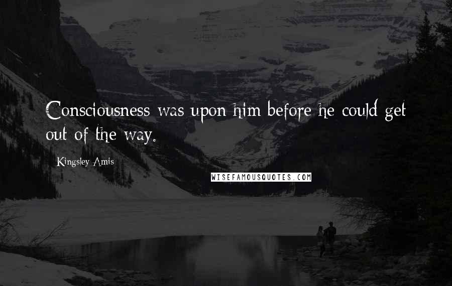 Kingsley Amis Quotes: Consciousness was upon him before he could get out of the way.