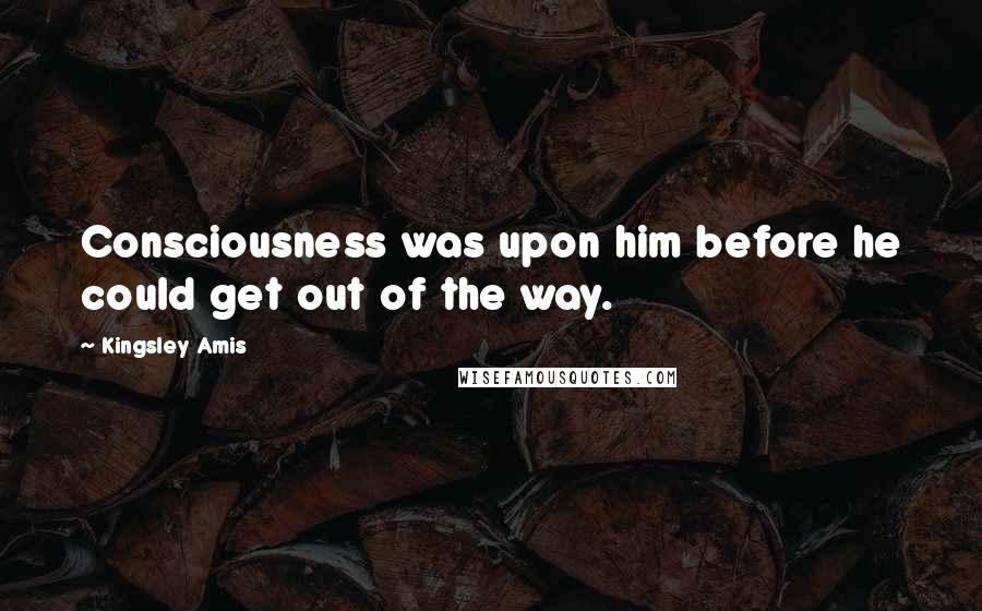 Kingsley Amis Quotes: Consciousness was upon him before he could get out of the way.