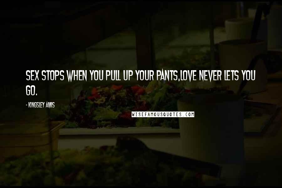 Kingsley Amis Quotes: Sex stops when you pull up your pants,Love never lets you go.