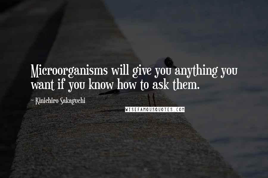 Kinichiro Sakaguchi Quotes: Microorganisms will give you anything you want if you know how to ask them.