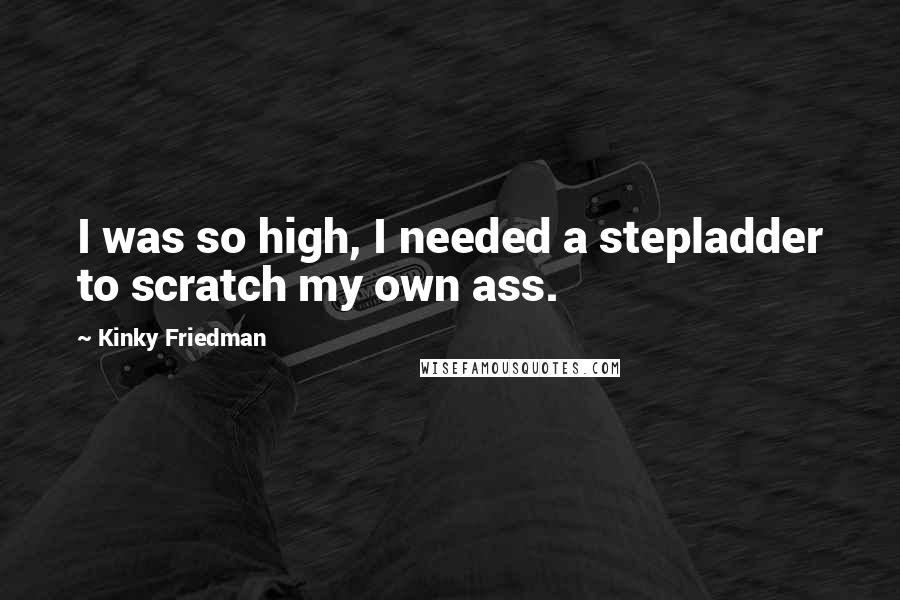 Kinky Friedman Quotes: I was so high, I needed a stepladder to scratch my own ass.