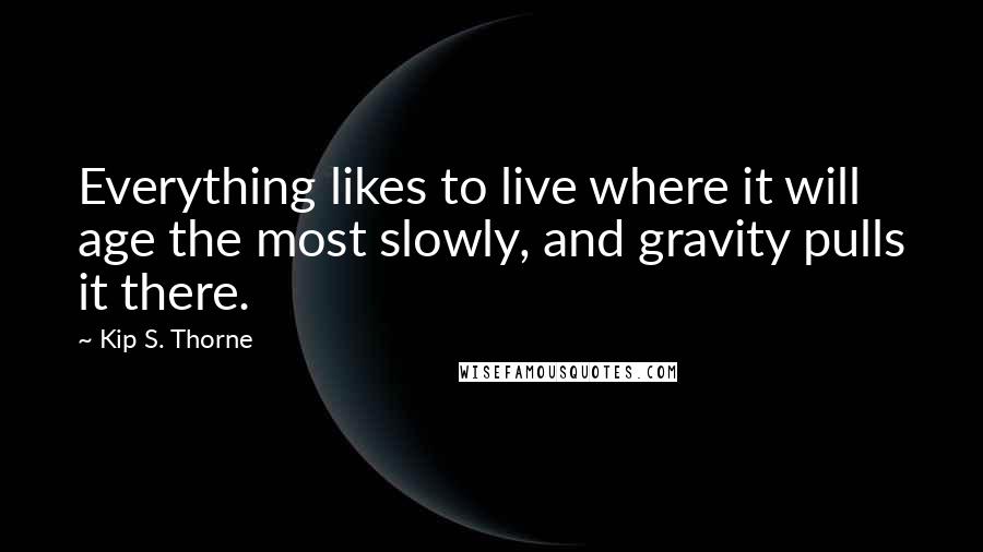 Kip S. Thorne Quotes: Everything likes to live where it will age the most slowly, and gravity pulls it there.