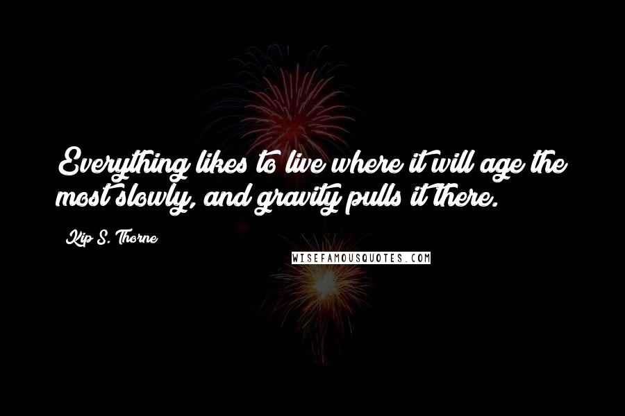 Kip S. Thorne Quotes: Everything likes to live where it will age the most slowly, and gravity pulls it there.