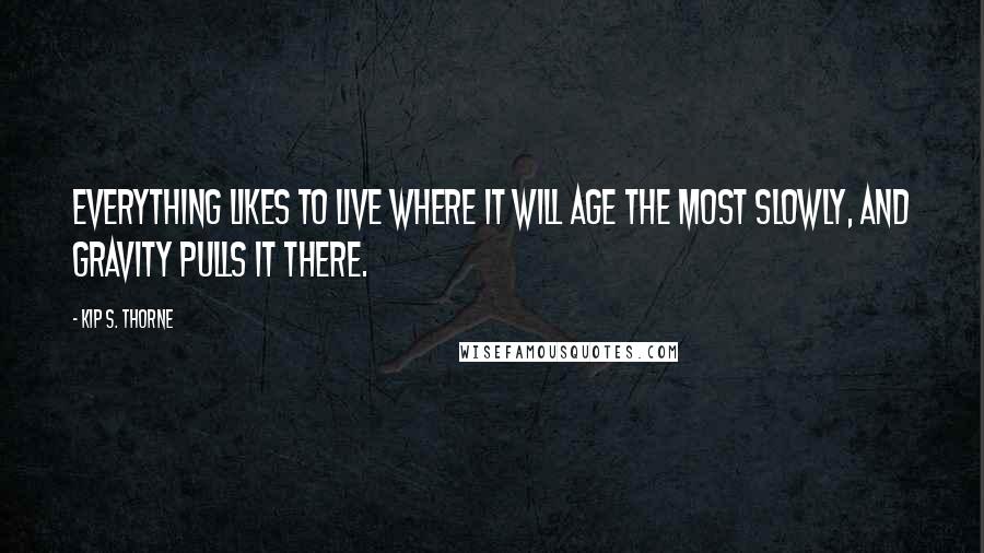 Kip S. Thorne Quotes: Everything likes to live where it will age the most slowly, and gravity pulls it there.